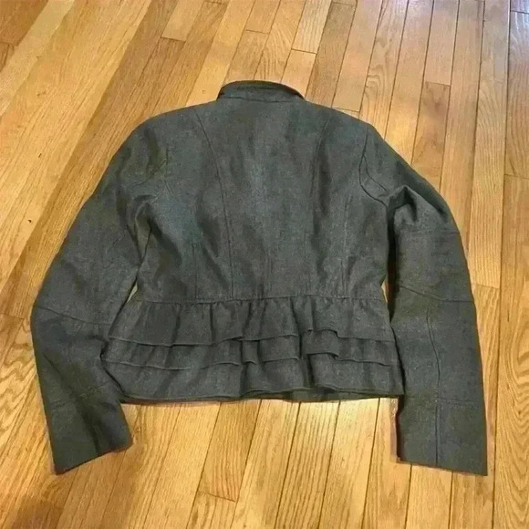 Express Women's Double Breasted Ruffle Peacoat Jacket Gray Size M - Picture 9 of 9